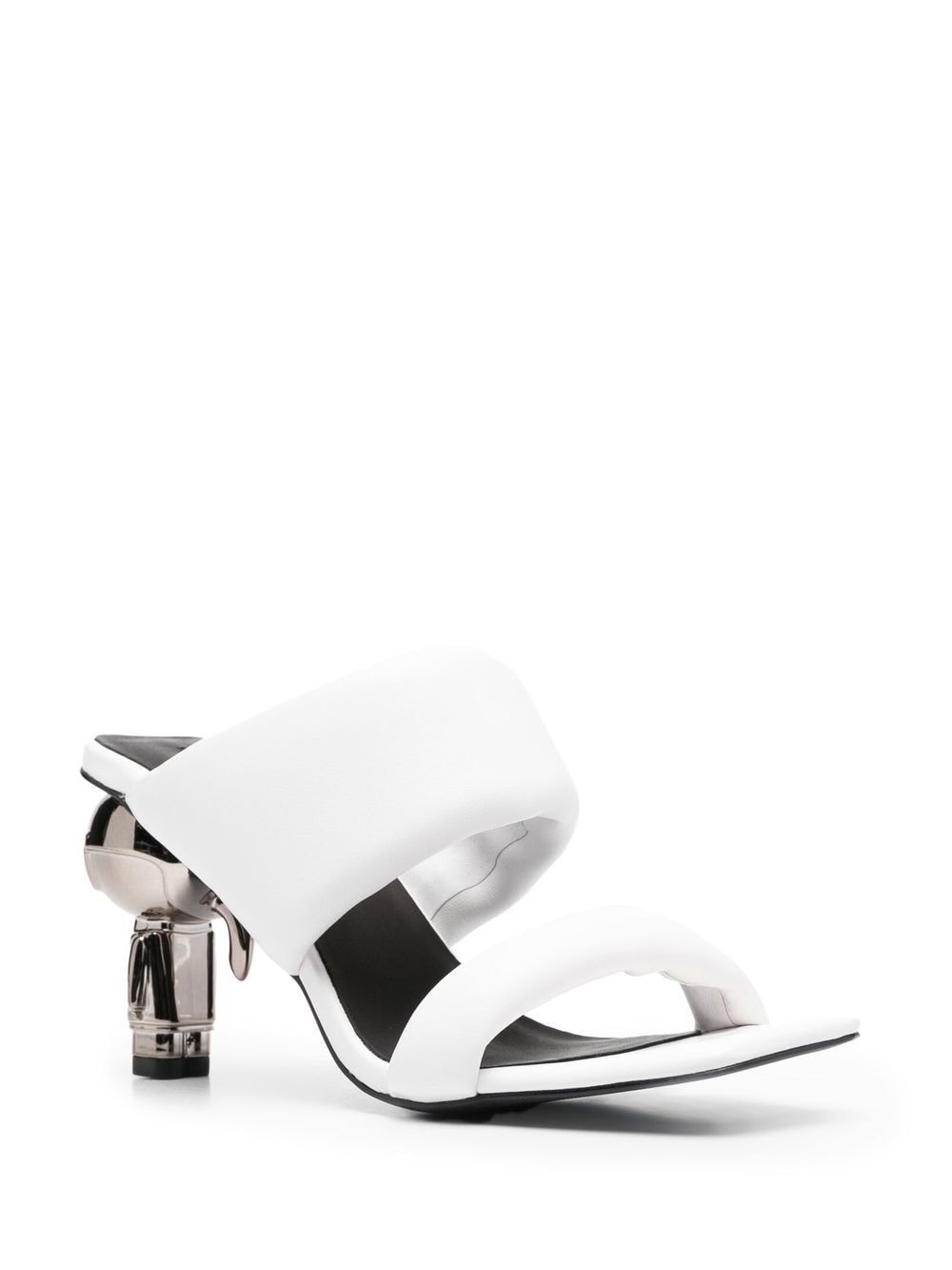 Shop Karl Lagerfeld Ikon-heel Double-strap Mules In White