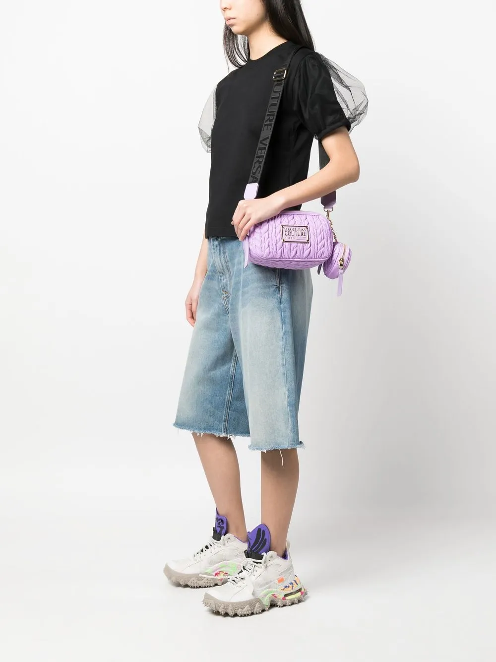 Versace Jeans Couture Crossbodytas met logoplakkaat - Paars