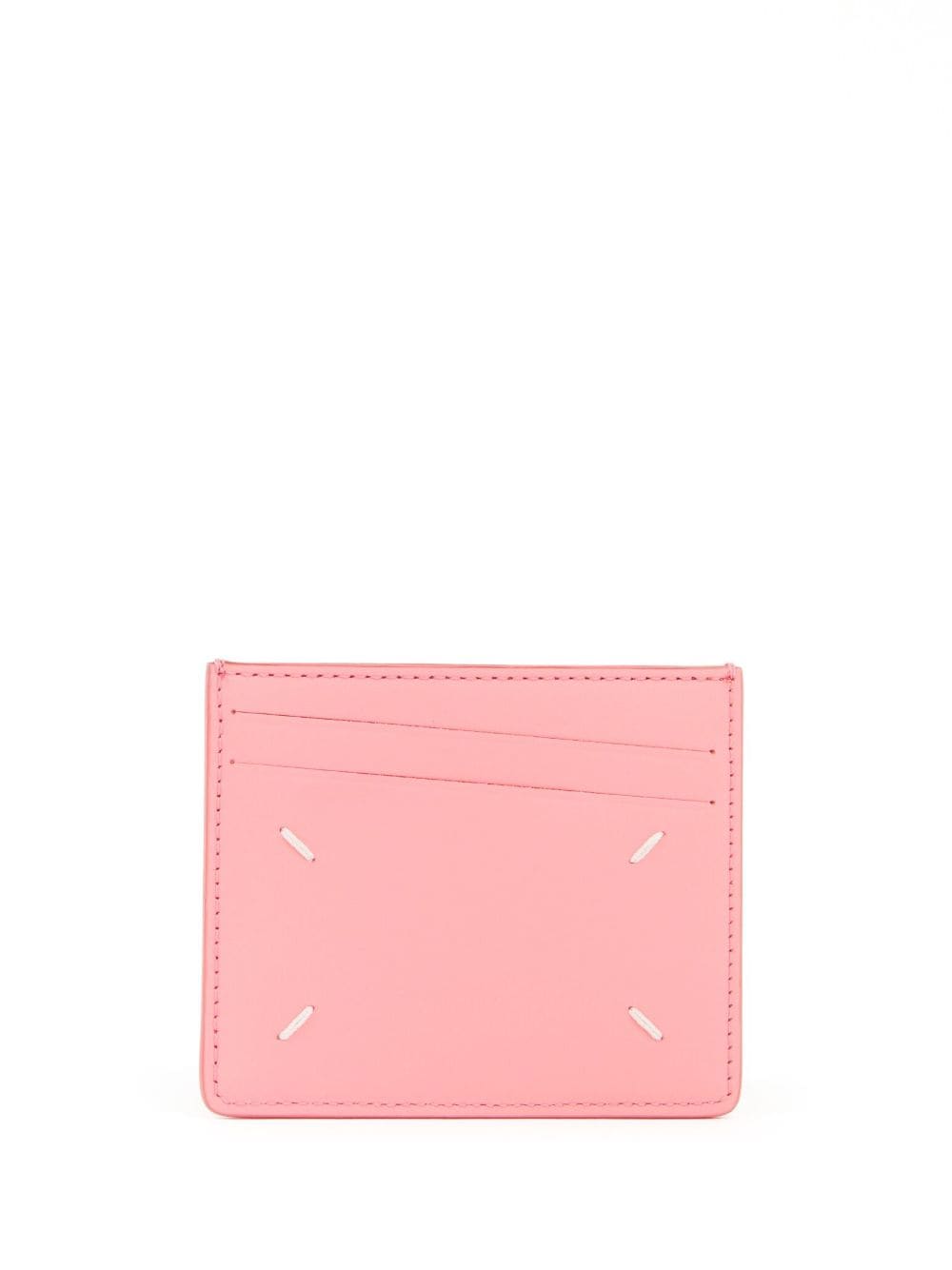 Shop Maison Margiela Four-stitch Leather Card Holder In Pink