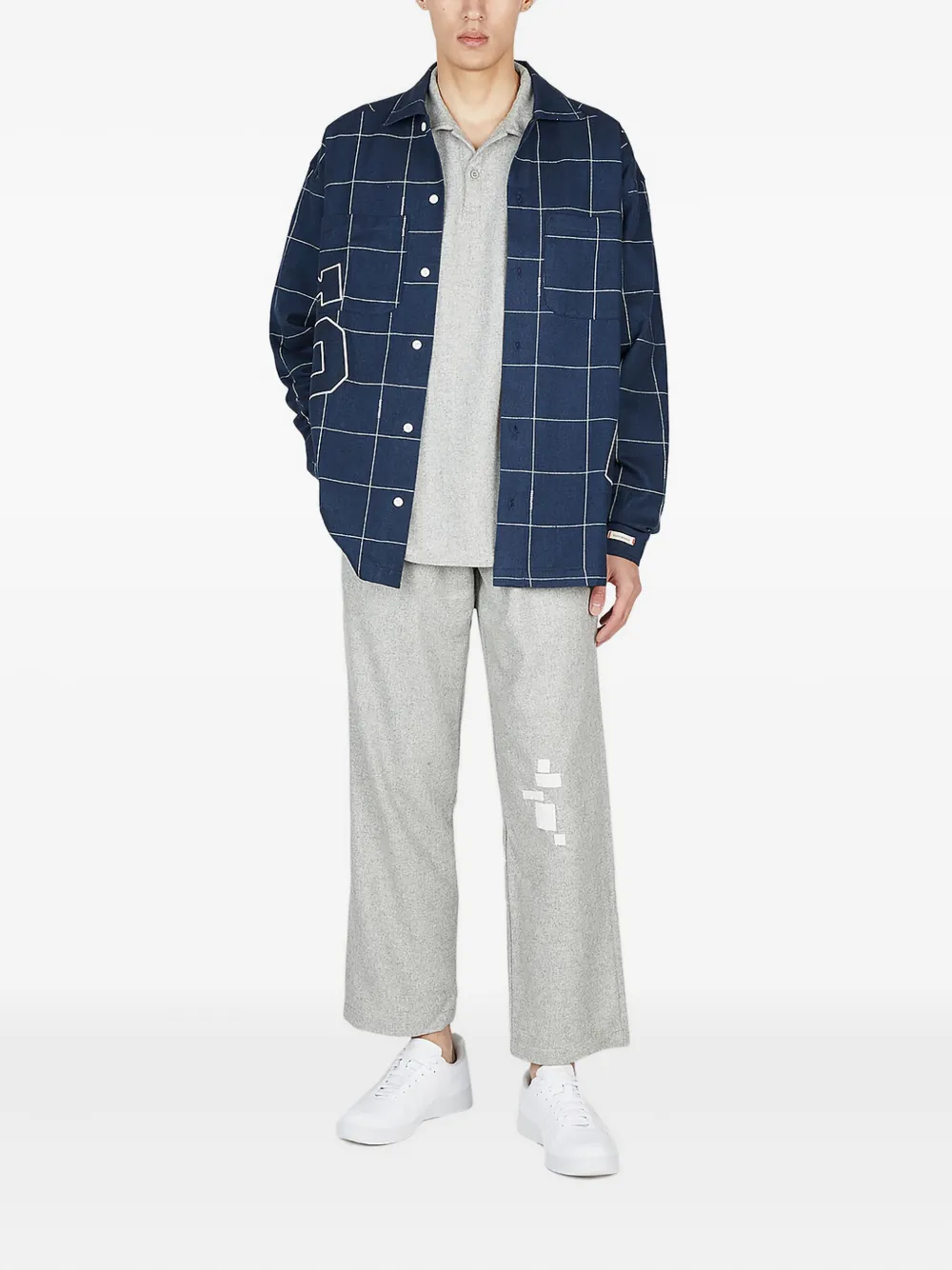 Saintwoods Broek met geplooid detail en grafische print - Grijs