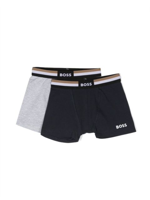 BOSS Kidswear set of two logo-print boxers