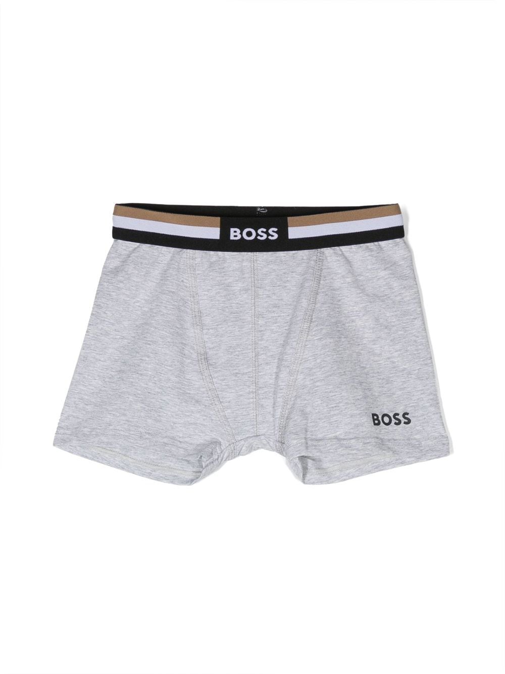 BOSS Kidswear Twee boxershorts met logoprint - Blauw