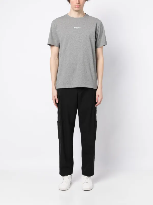 【関税&送料込】Maison Kitsune Anthracite Grey Cotton T-Shir Maison Kitsuné cotton t-shirt Chillax Fox Patch Regular Tee