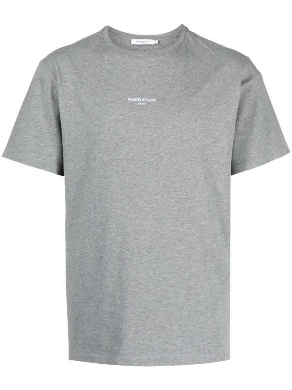 Tシャツ・カットソー Maison Kitsune Anthracite Grey Cotton T-Shirt DOUBLE BOLD FOX HEAD REGULAR TEE-SHIRT | Maison Kitsuné