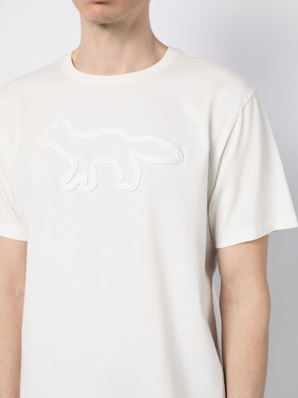 Shop Maison Kitsuné Contour Fox Embroidered T-shirt In White