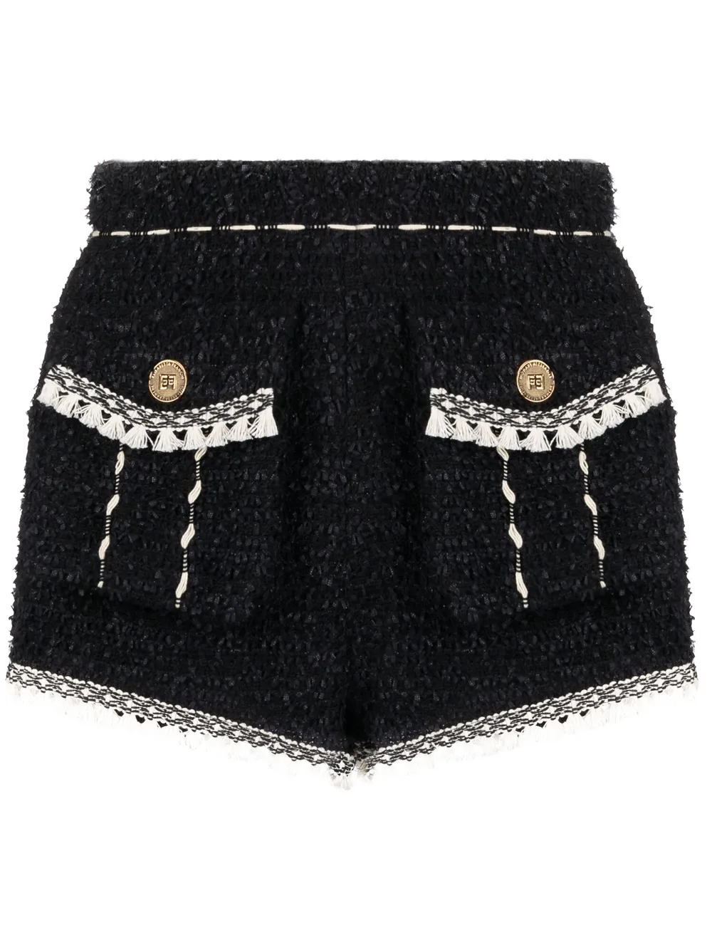 Elisabetta Franchi Tweed Shorts In Schwarz