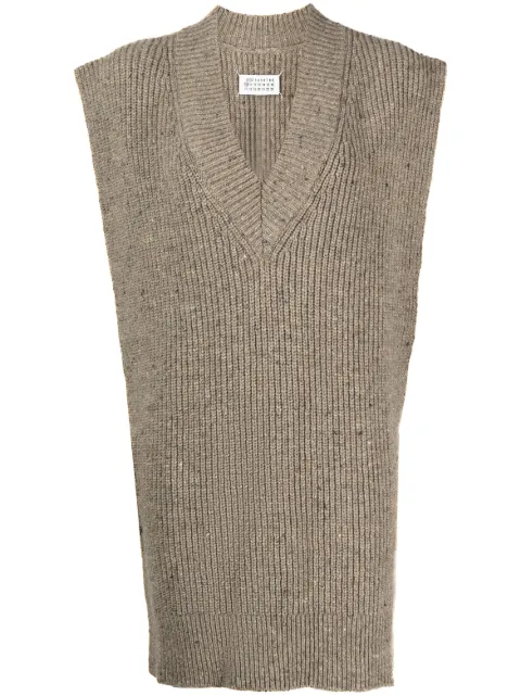 Maison Margiela chaleco tejido en intarsia con cuello en V
