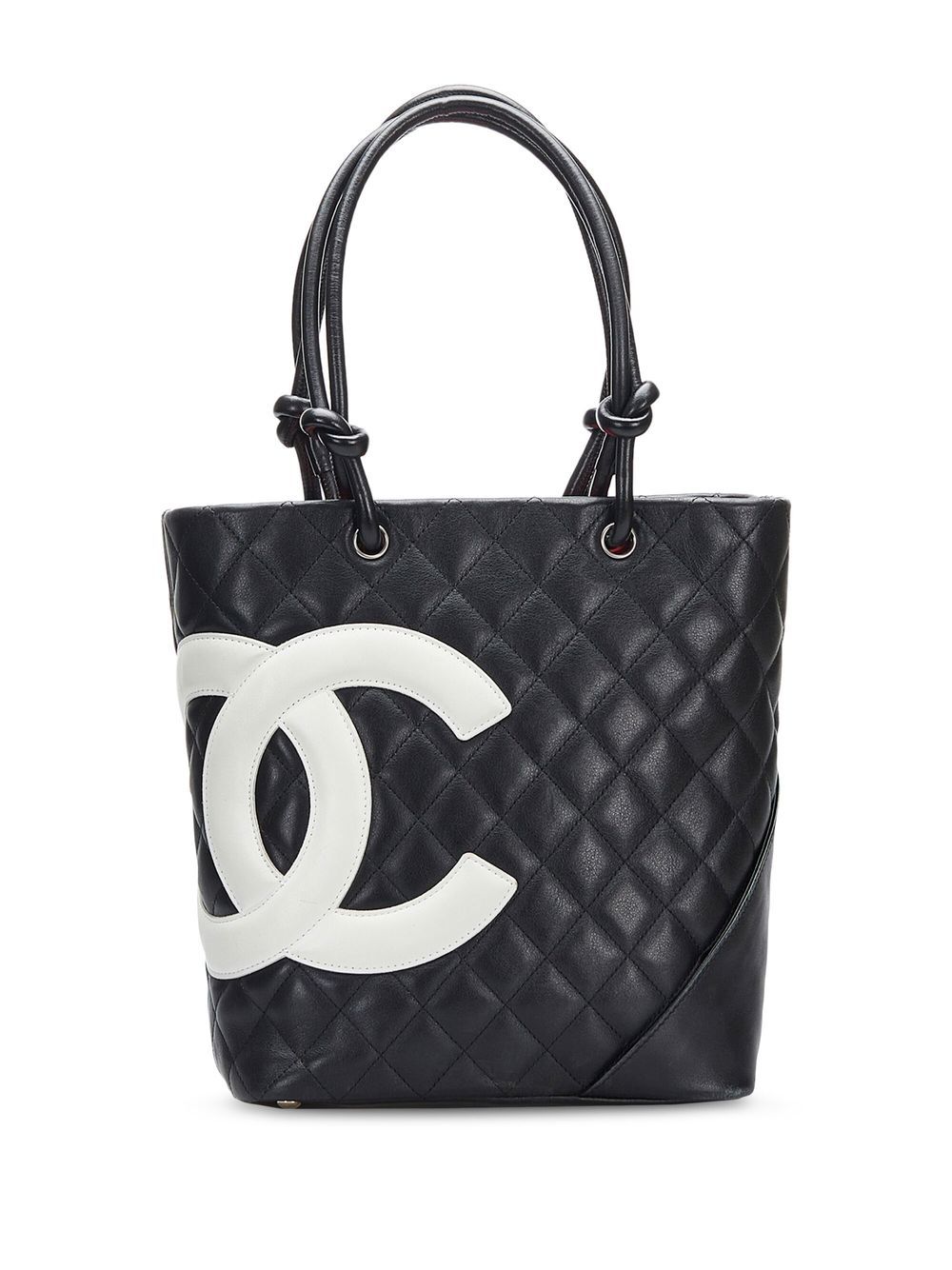 Pre-owned Chanel 2004-2005 Cambon Ligne Tote Bag In Black | ModeSens