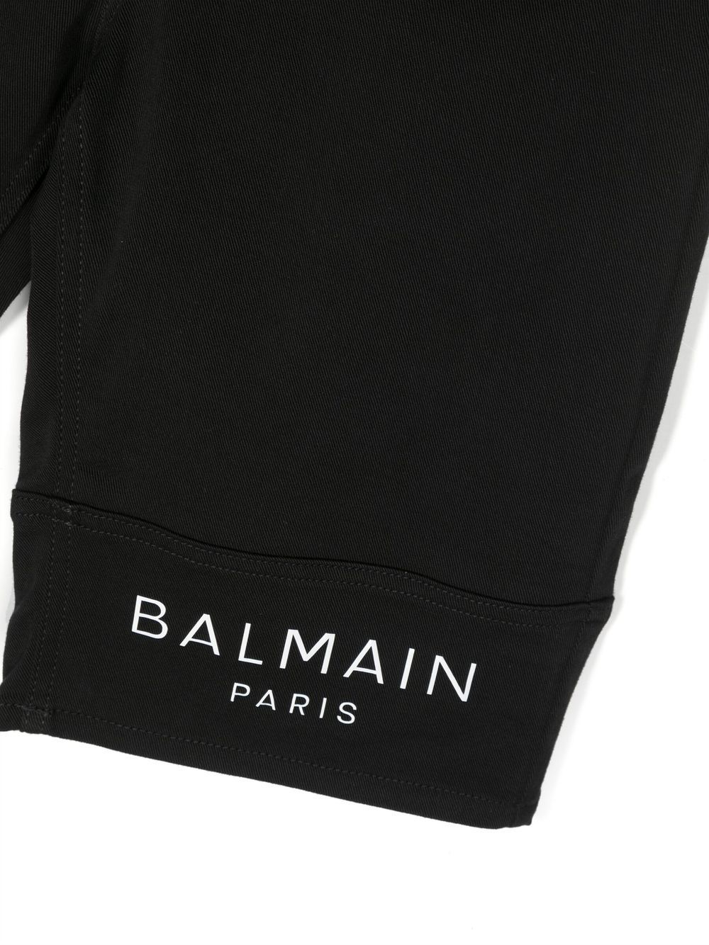 Shop Balmain Logo-print Denim Shorts In Black