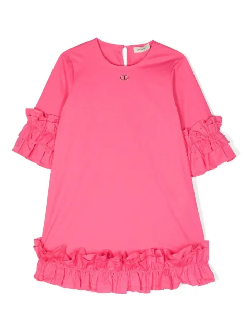 TWINSET Kids vestido con placa del logo y ribete de volantes