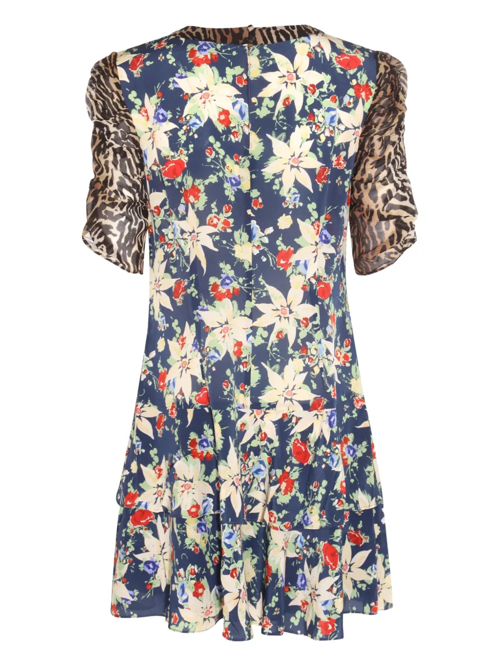 Rixo Gelaagde mini-jurk met bloemenprint Blauw