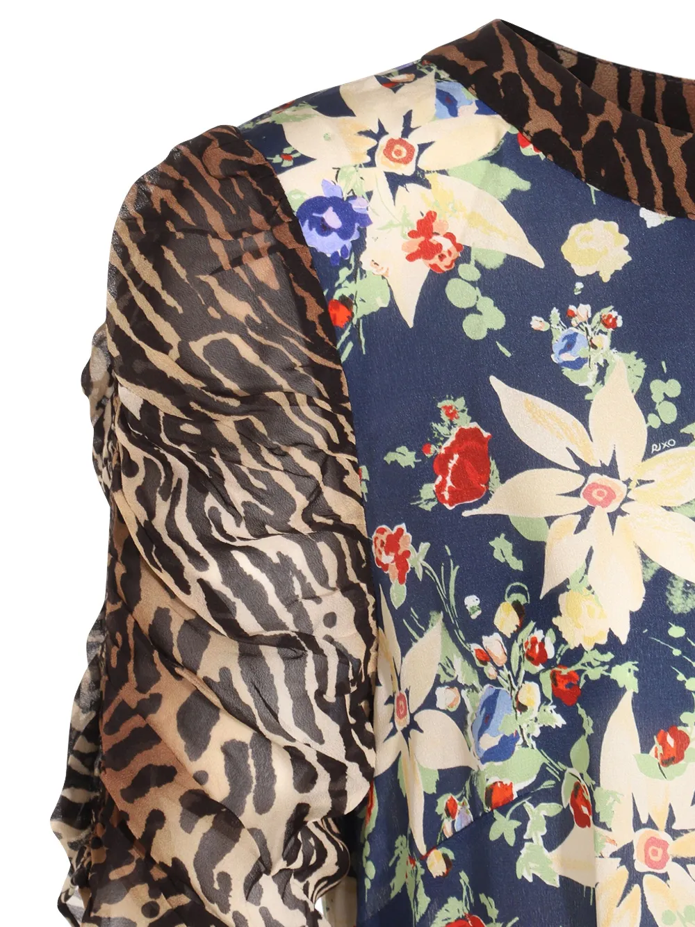 Rixo Gelaagde mini-jurk met bloemenprint Blauw