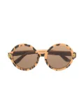 Mini Rodini leopard-print round-frame sunglasses - Neutrals