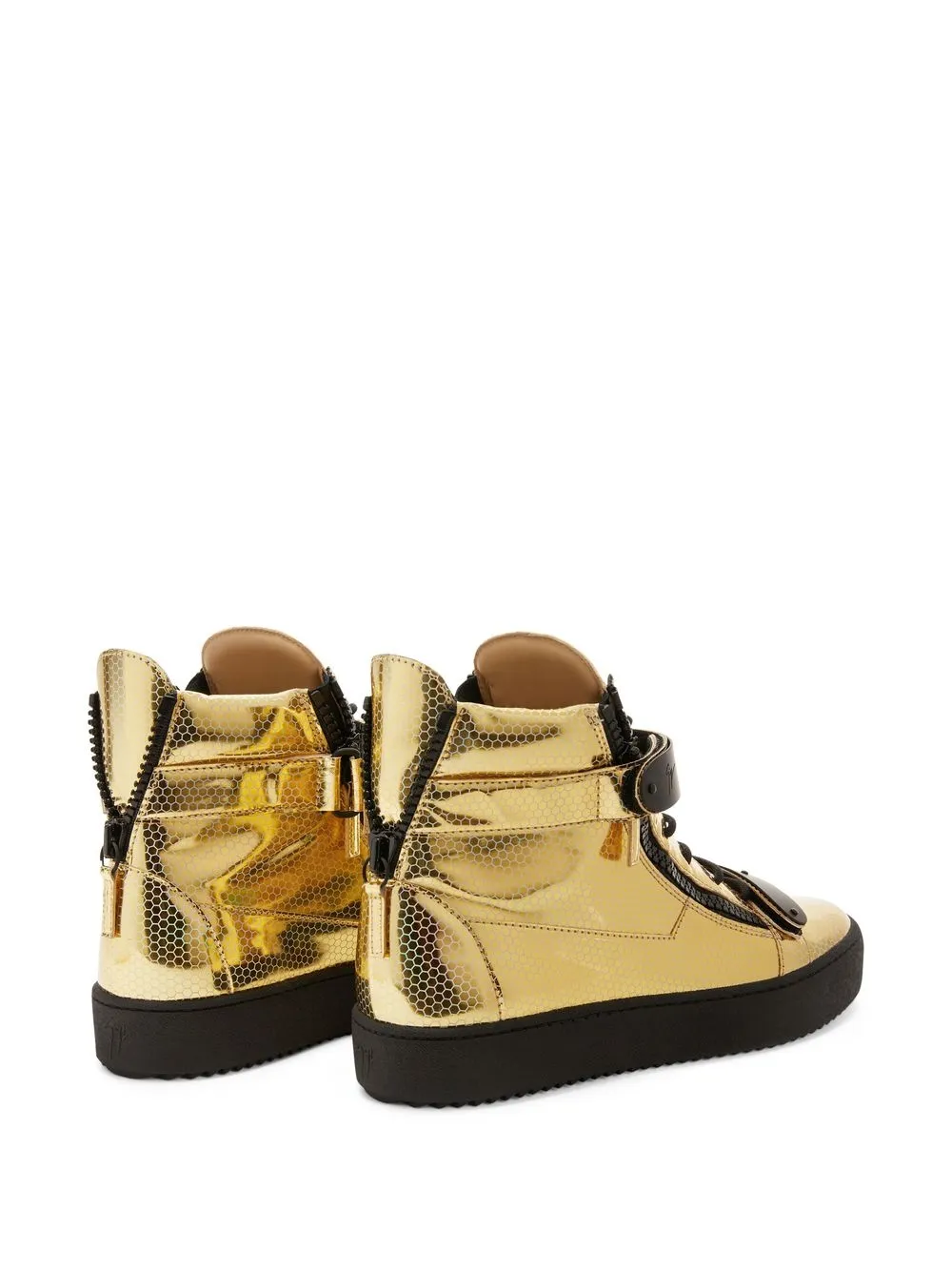 Giuseppe Zanotti Foiled-finish High Top Sneakers In Gold