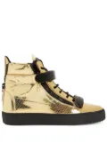 Giuseppe Zanotti foiled-finish high top sneakers - GOLD