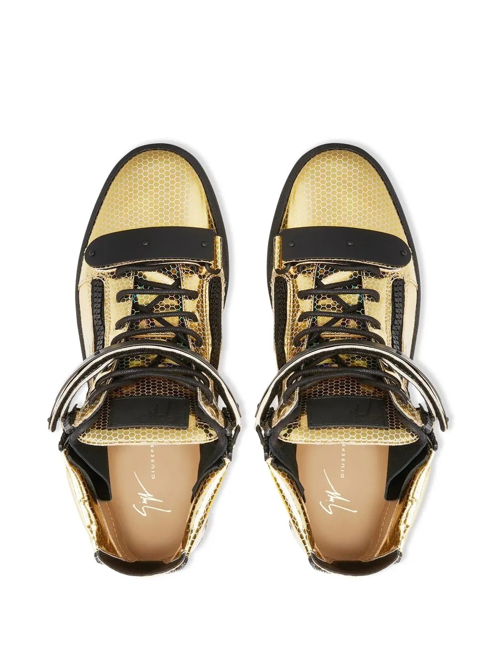 Giuseppe Zanotti Foiled-finish High Top Sneakers In Gold