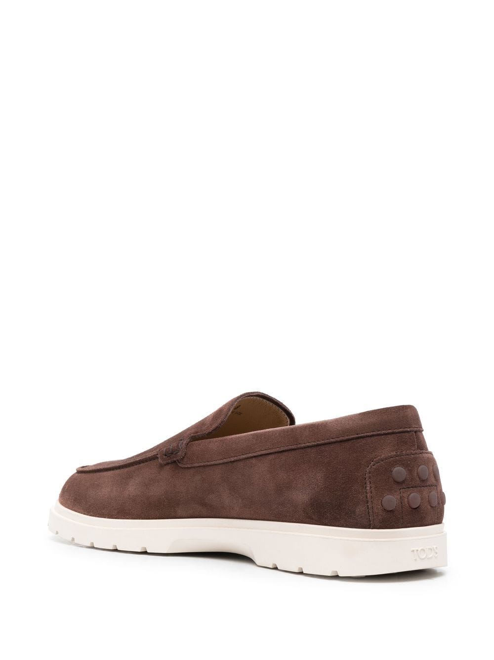Shop Tod's Suede Almond-toe Loafers In Braun