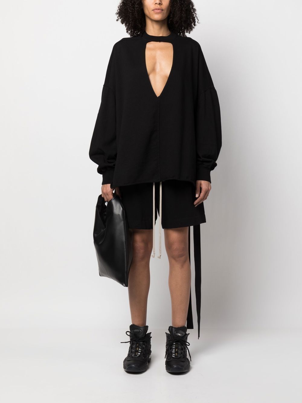 Rick Owens DRKSHDW Blouse met keyhole hals - Zwart