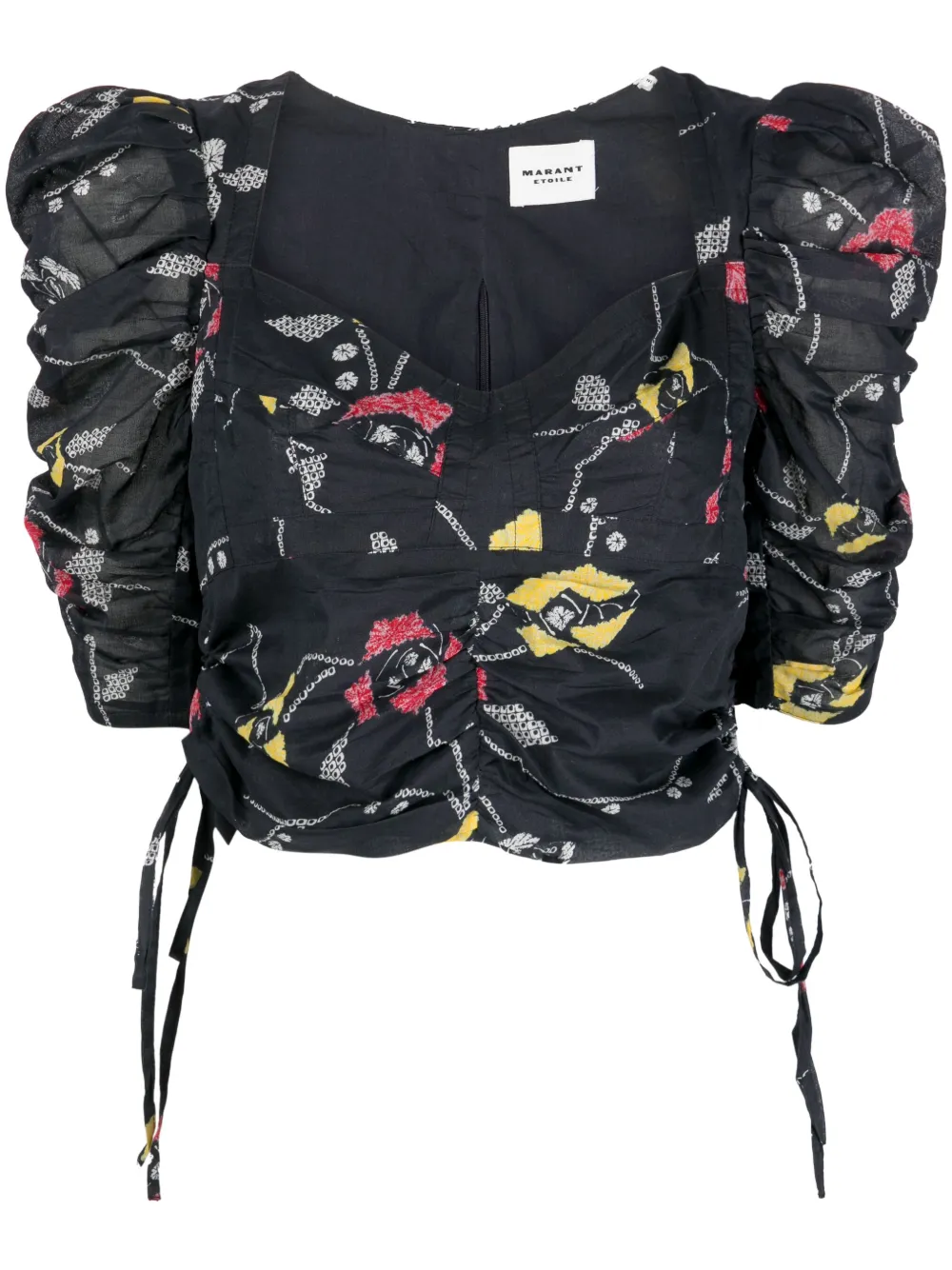 Isabel Marant Étoile Galaor Printed Cotton Top In Black,multi