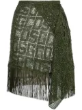 GCDS fringe-detail macramé skirt - Green