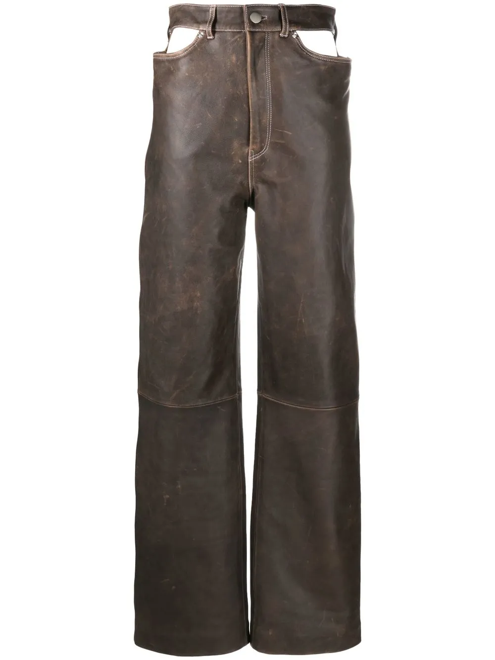 

Manokhi cut-out leather palazzo pants - Brown