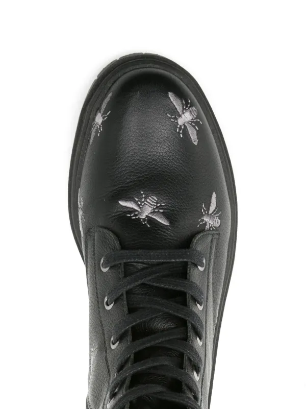 Blue Bird Shoes bee embroidered Leather Boots Black FARFETCH ID