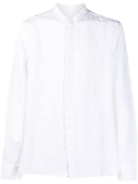 120% Lino band-collar linen shirt