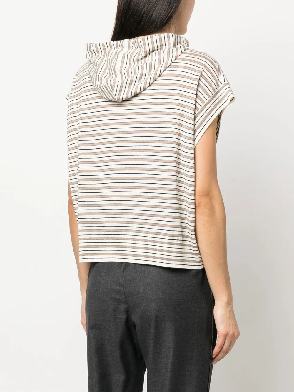 Brunello Cucinelli Striped Virgin Wool Top In Schwarz