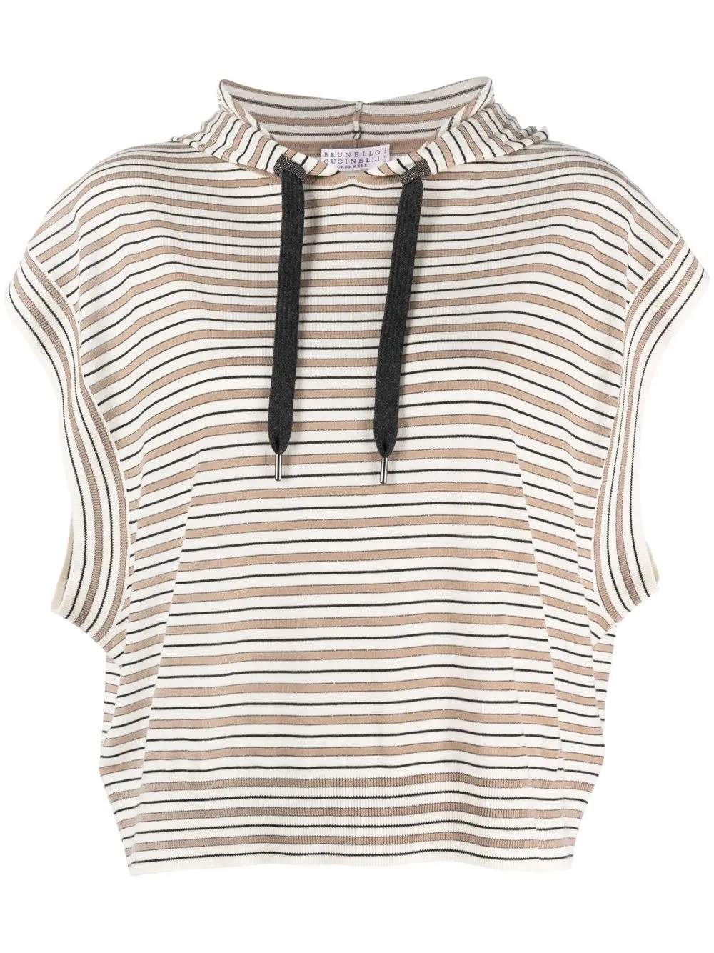Brunello Cucinelli Striped Virgin Wool Top In Schwarz