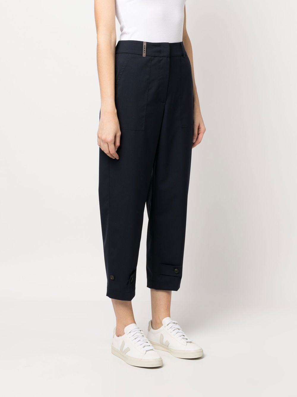 Shop Peserico High-waisted Tapered Trousers In Blue
