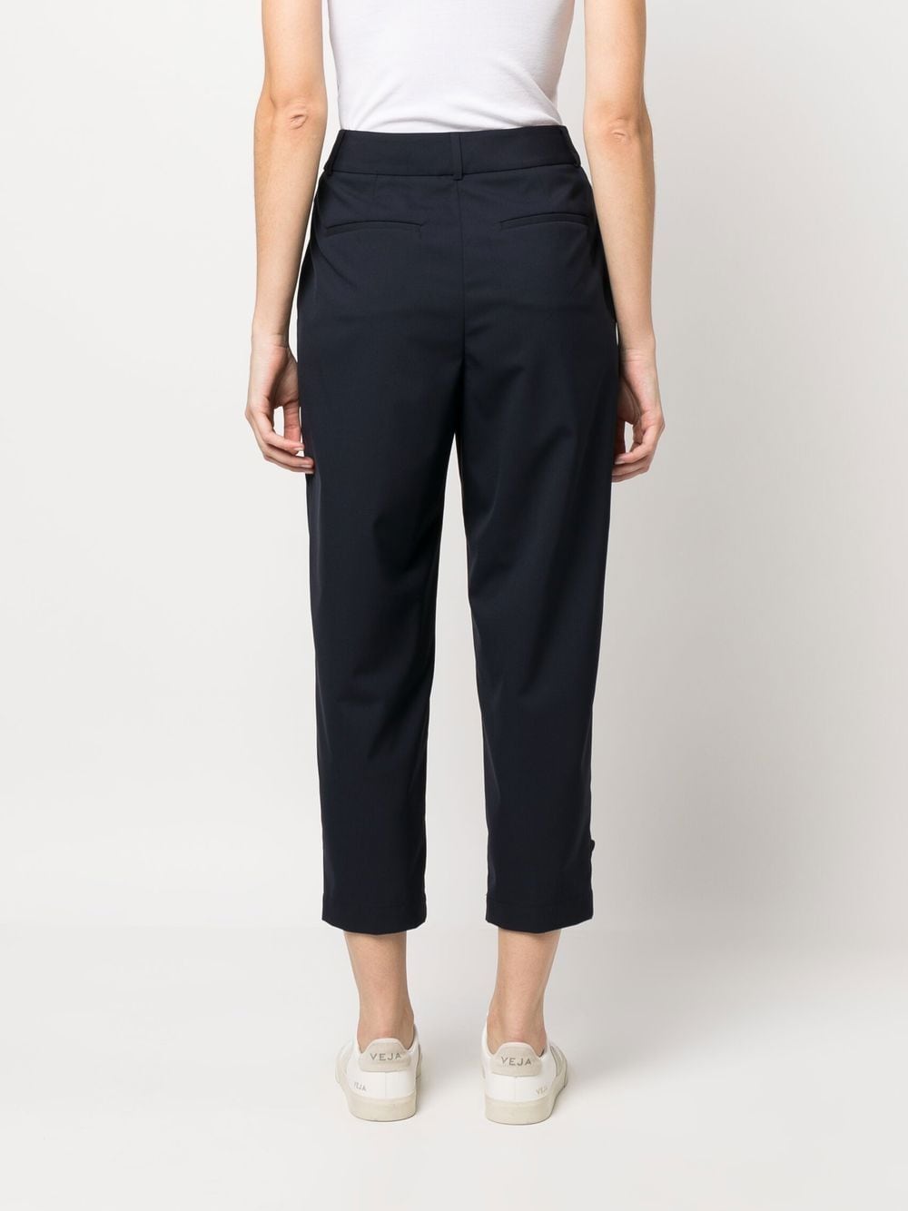 Shop Peserico High-waisted Tapered Trousers In Blue