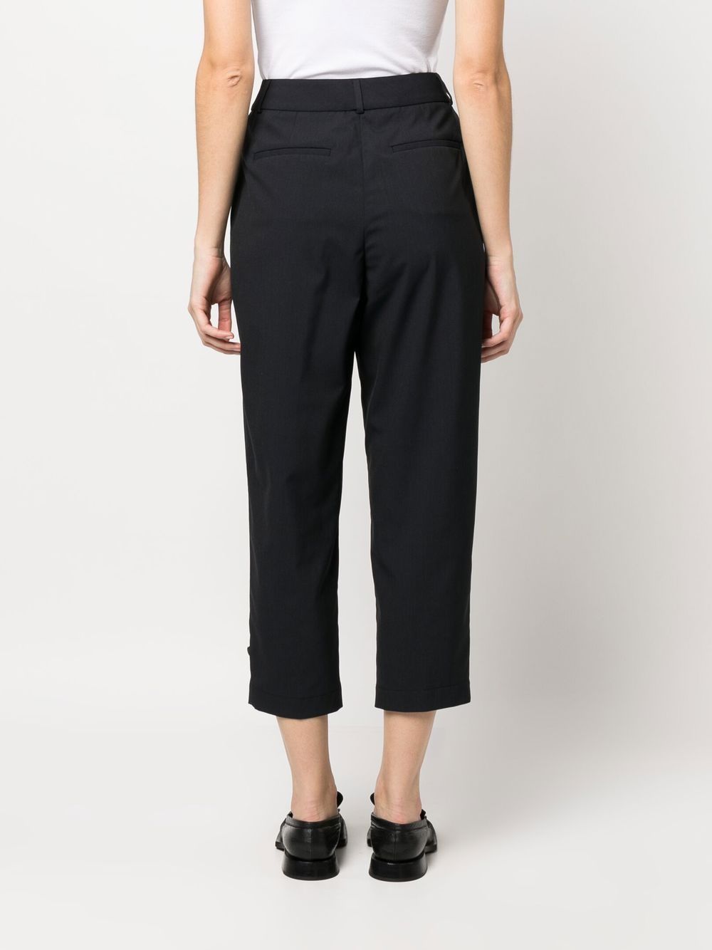 Shop Peserico High-waisted Tapered Trousers In Blau