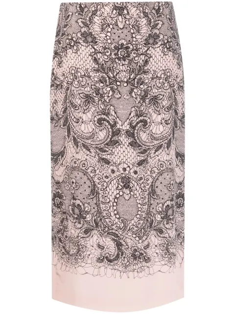 Valentino Garavani Pre-Owned 2000s lace print silk skirt