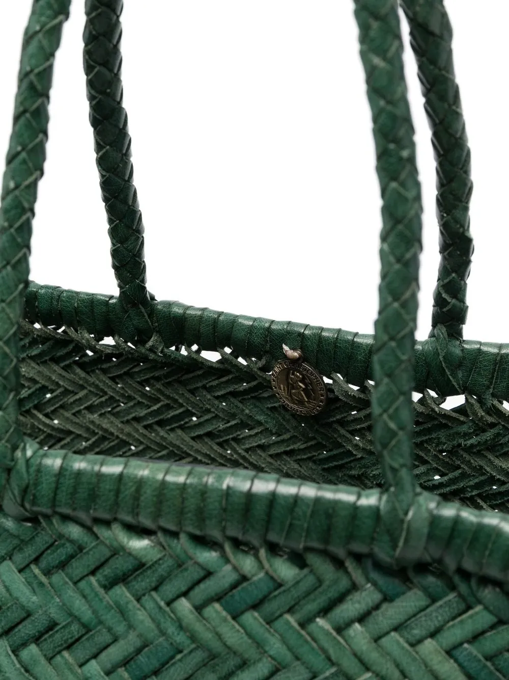 Dragon Diffusion Triple Jump Small Woven Leather Tote In Grün