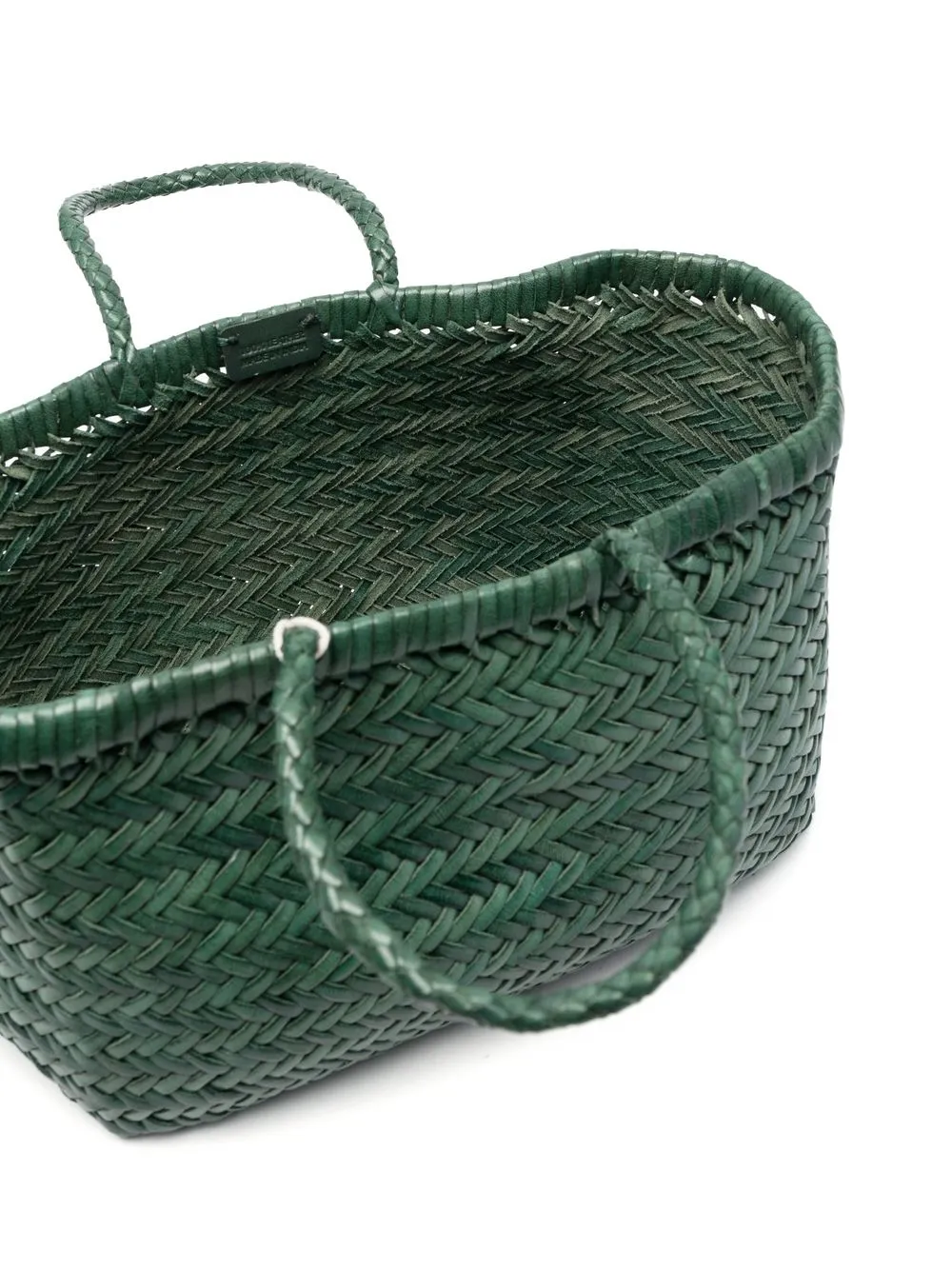 Dragon Diffusion Triple Jump Small Woven Leather Tote In Grün