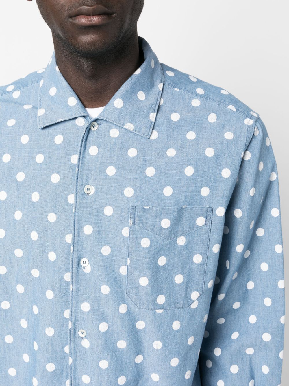Aspesi Cotton Polka-Dot Shirt - Blue