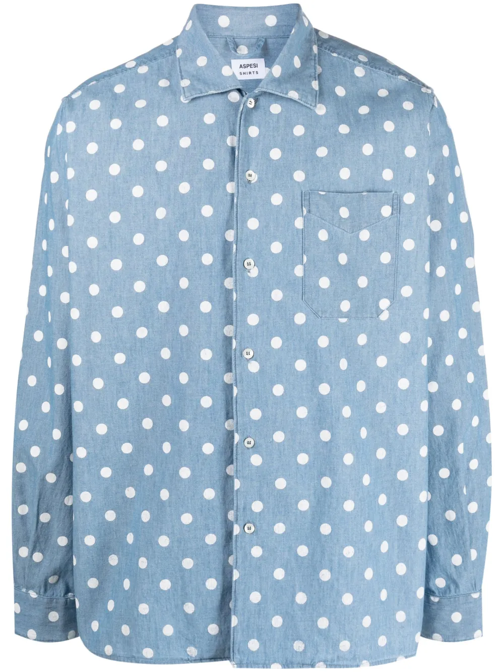 Aspesi Cotton Polka-dot Shirt In Blue