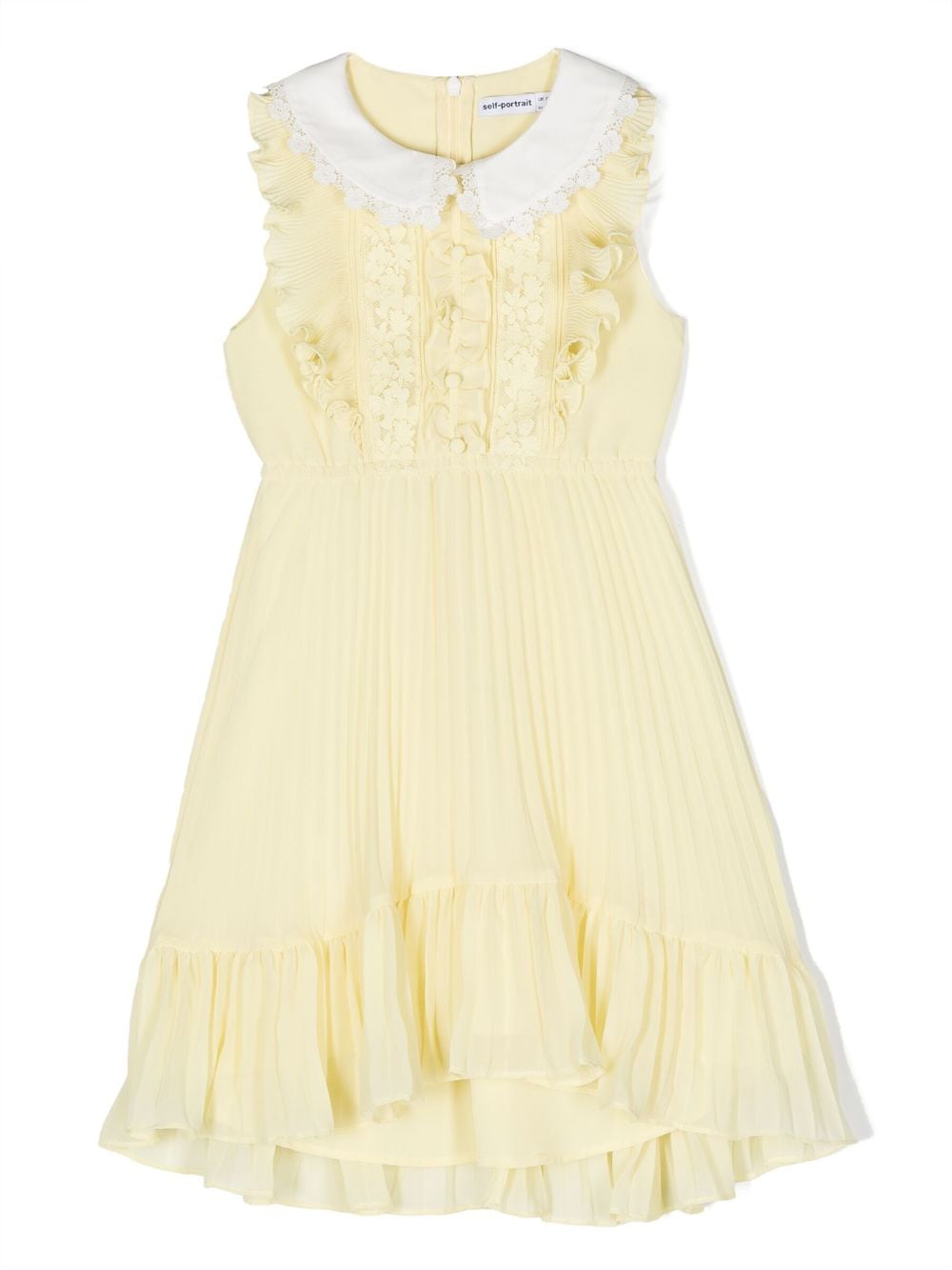 Shop Self-portrait Floral-lace Ruffled Dress In Yellow