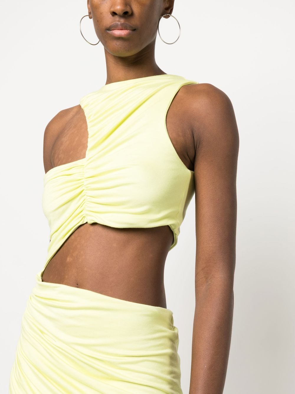 Shop Concepto Cut-out Detail Asymmetric Dress In Green