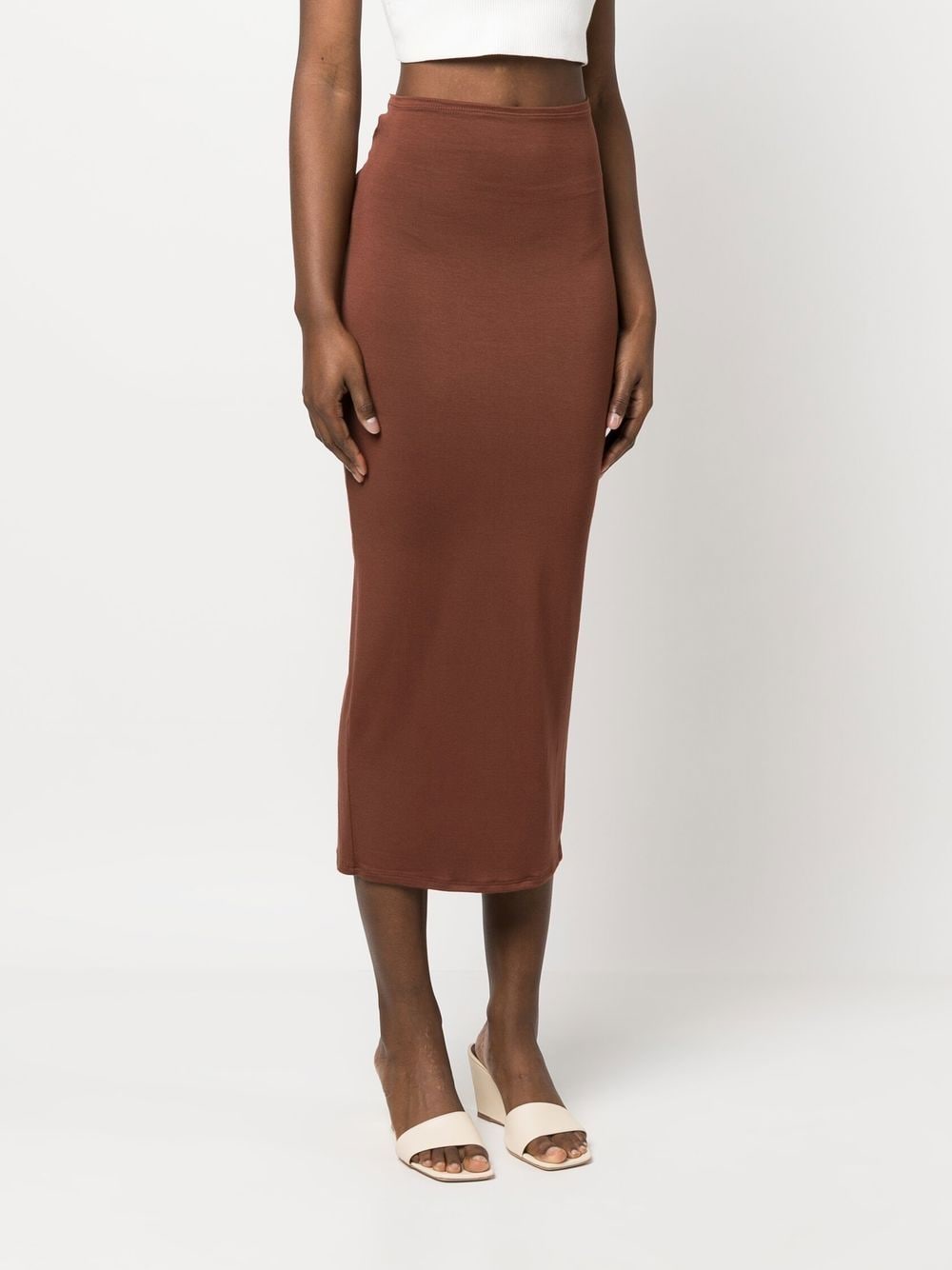 Shop Concepto Twist-back Fitted Skirt In Brown