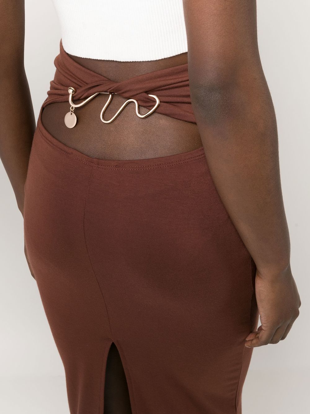 Shop Concepto Twist-back Fitted Skirt In Brown