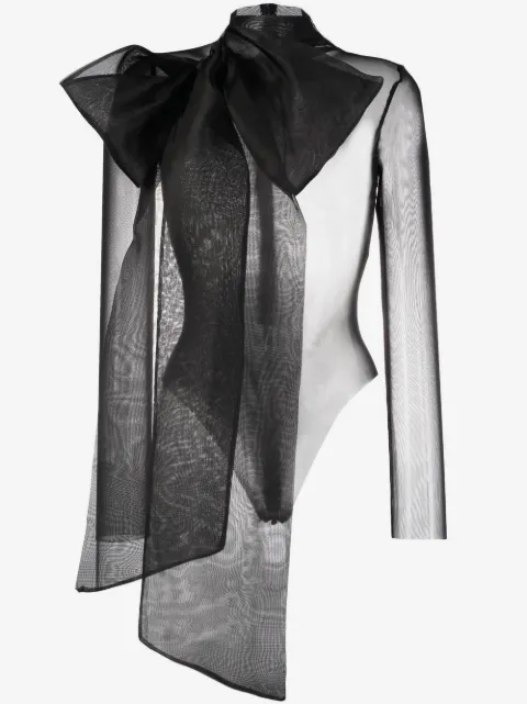 Atu Body Couture semi-sheer bow-detail bodysuit