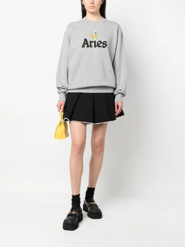 Aries logo-print Cotton Sweatshirt - Farfetch