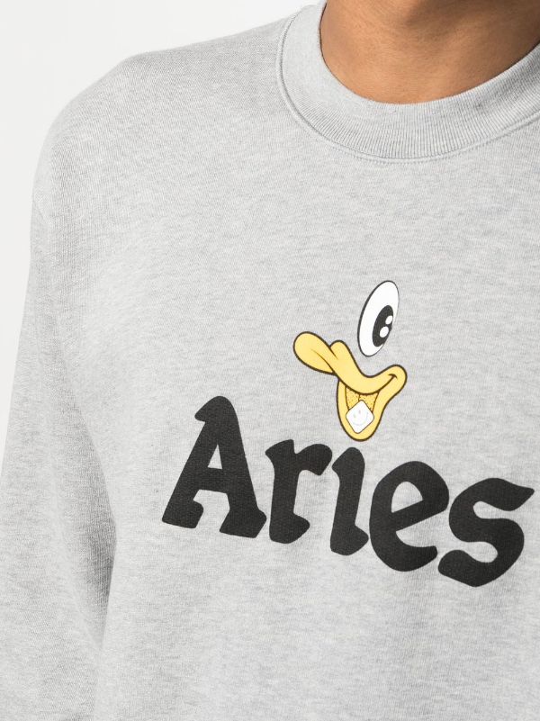 Aries logo-print Cotton Sweatshirt - Farfetch