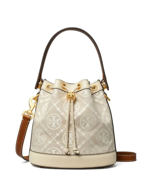 Tory Burch T Monogram embossed-logo bucket bag