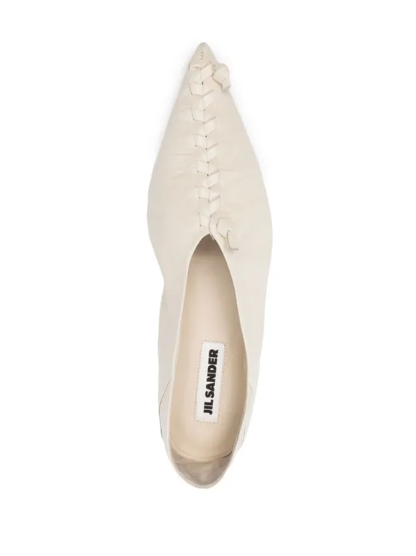 Jil Sander Knotted Leather Ballerina Shoes - Farfetch