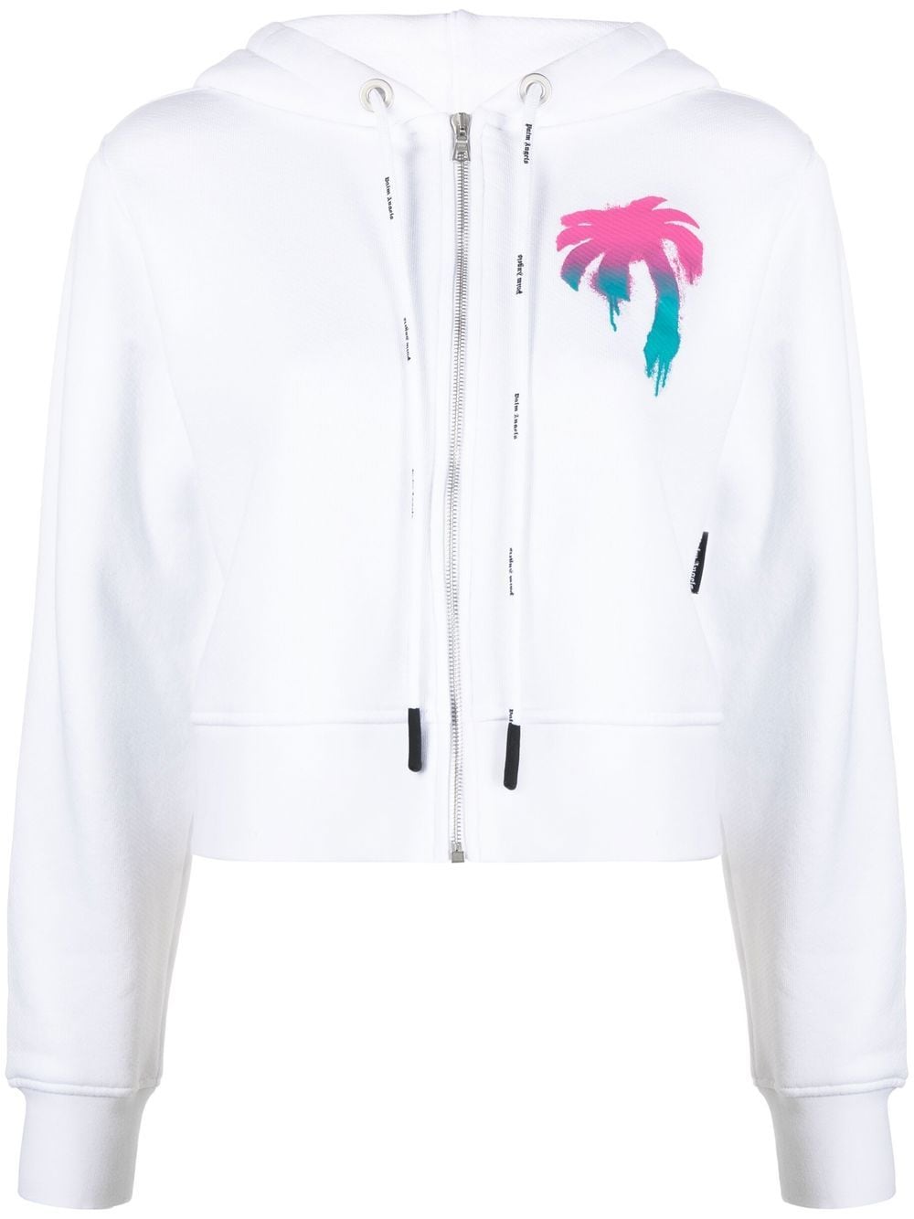 Shop Palm Angels Logo-print Cotton Hoodie In Weiss