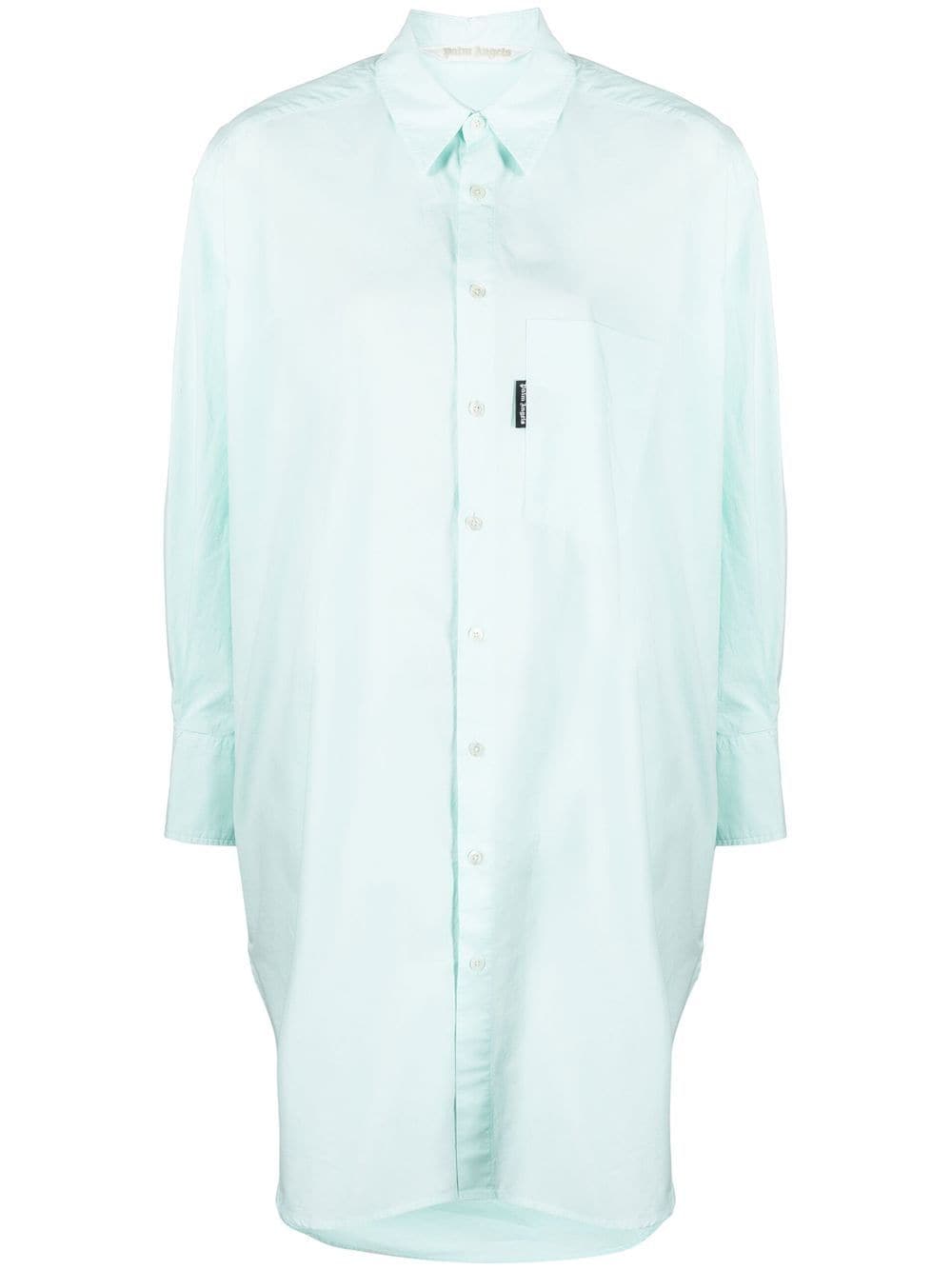 Shop Palm Angels Oversize Cotton Shirt Dress In Blau
