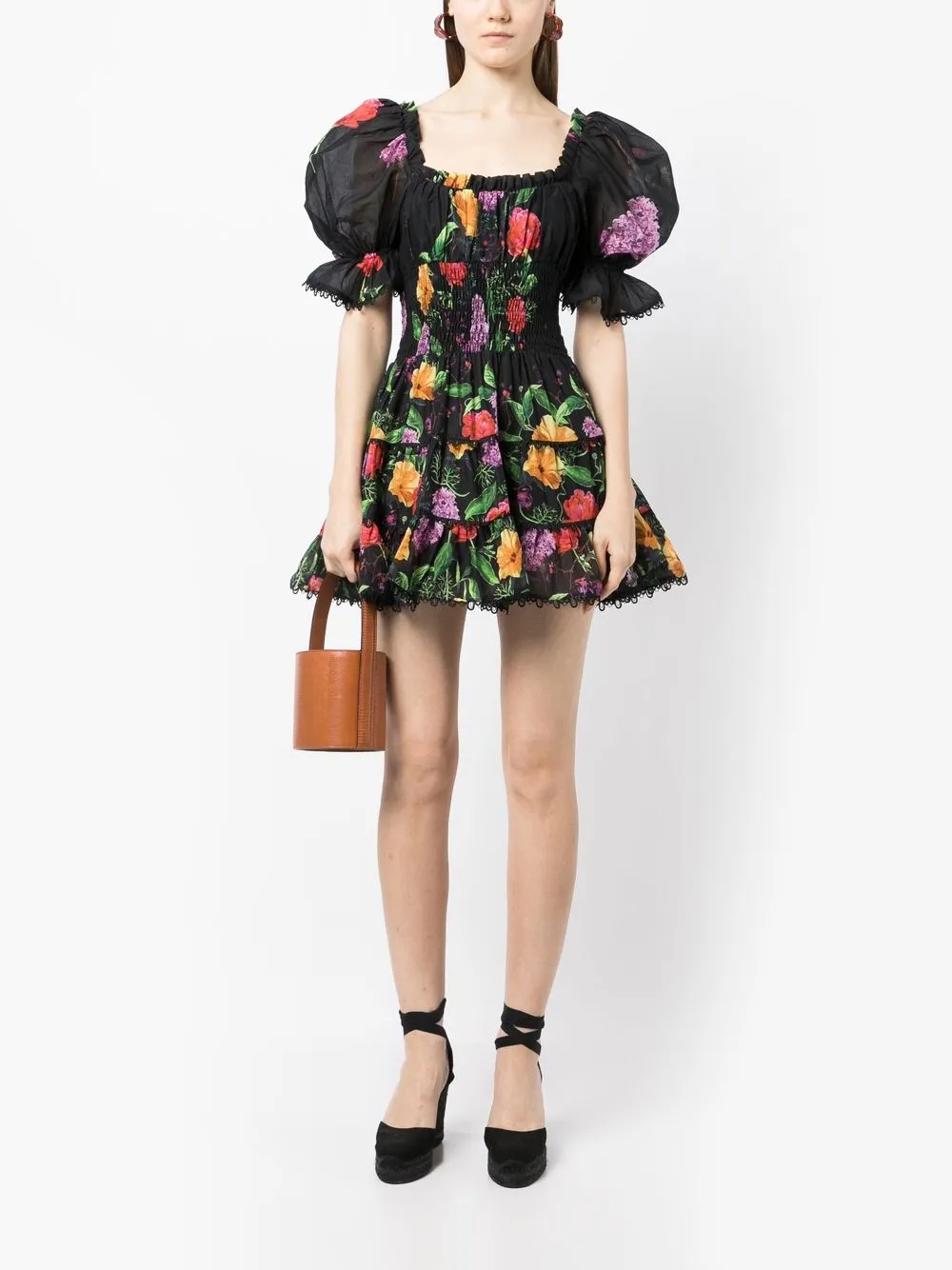 Charo Ruiz Ibiza Mini-jurk met bloemenprint - Zwart