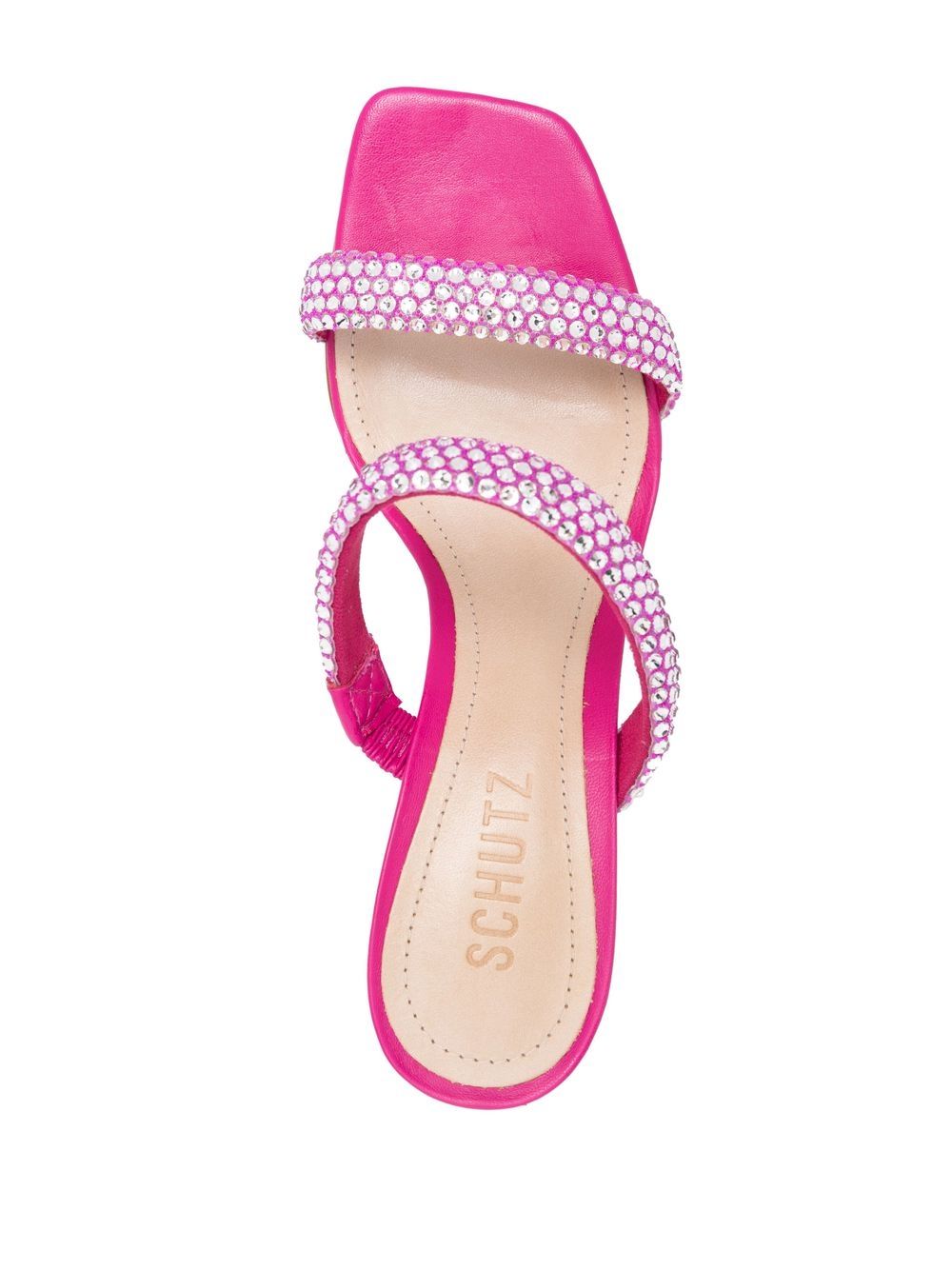 Shop Schutz Crystal-embellished Leather Sandals In Rosa